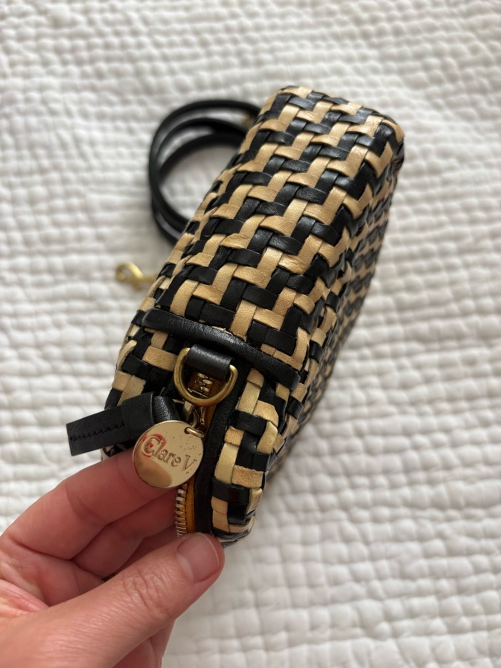 Rare Clare V. Midi sac in cream and black woven zig zag - Picture 5 of 6